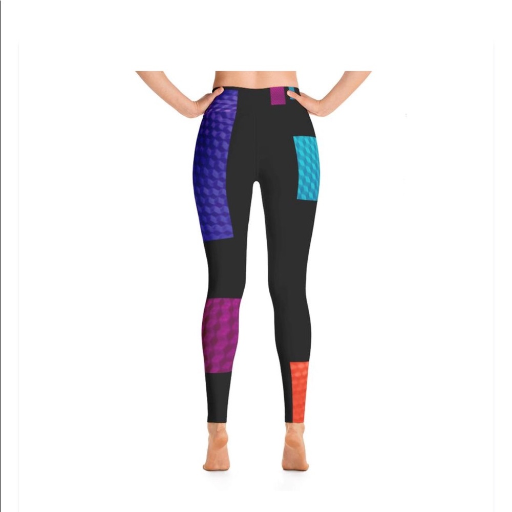 Future Retro Color Block Yoga Athletic Leggings M